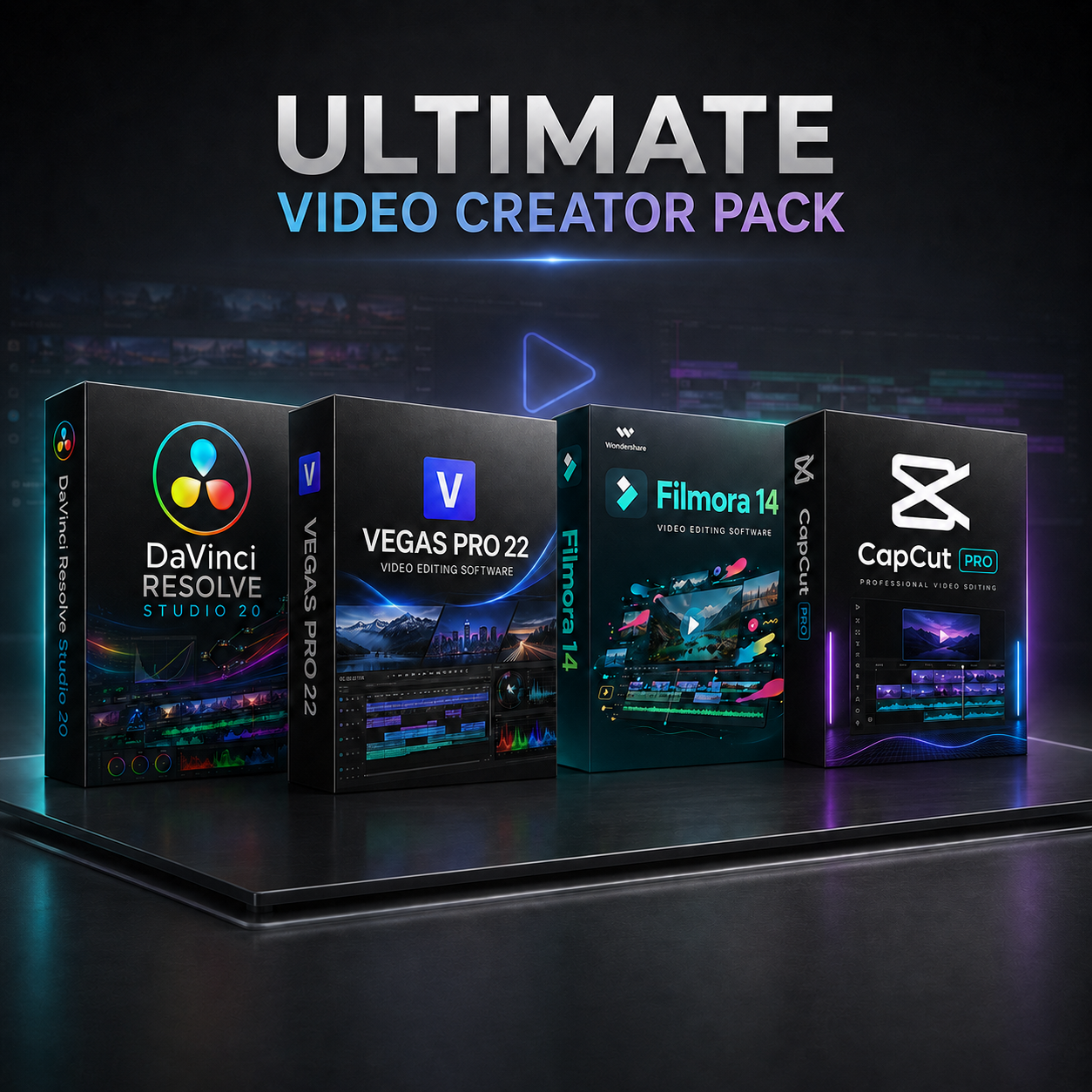 Ultimate Video Creator Pack | DaVinci Resolve Studio 20 + VEGAS Pro 22 + Filmora 14 + CapCut Pro | Instant Download
