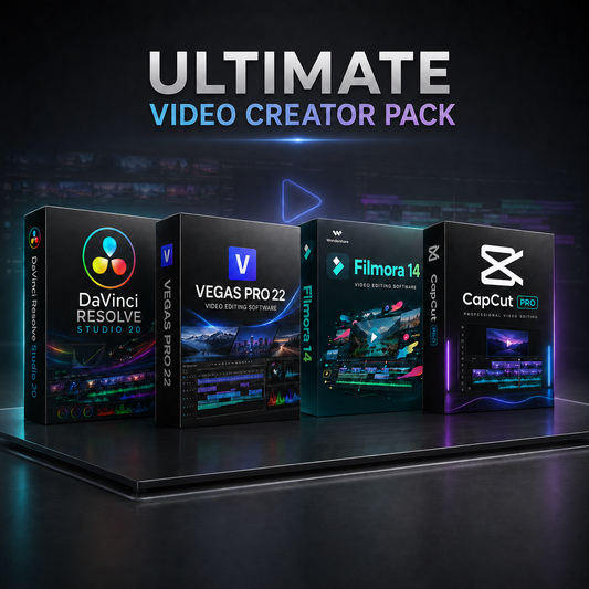 Ultimate Video Creator Pack | DaVinci Resolve Studio 20 + VEGAS Pro 22 + Filmora 14 + CapCut Pro | Instant Download