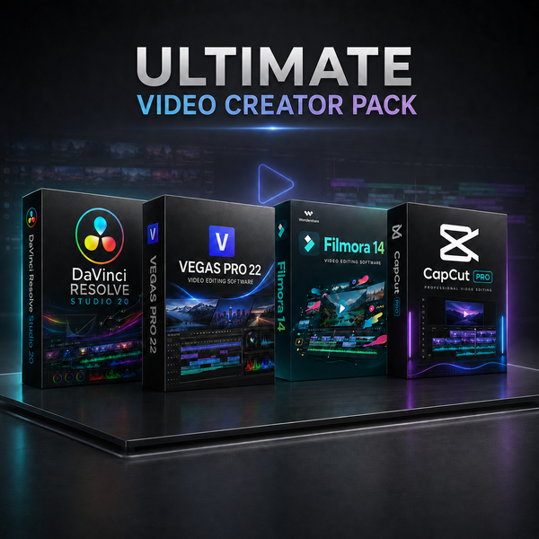 Ultimate Video Creator Pack | DaVinci Resolve Studio 20 + VEGAS Pro 22 + Filmora 14 + CapCut Pro | Instant Download