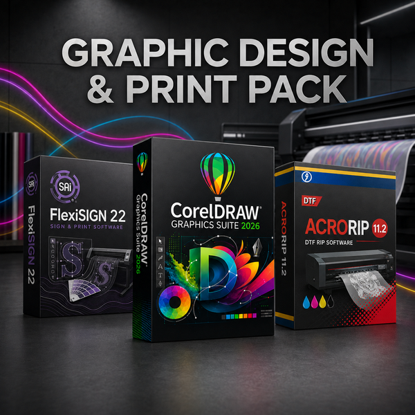Graphic Design & Print Pack | CorelDRAW 2026 + FlexiSIGN 22 + ACRORIP 11.2 | Instant Download